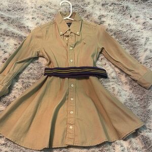 Ralph Lauren Tan Button-Up Dress with Belt